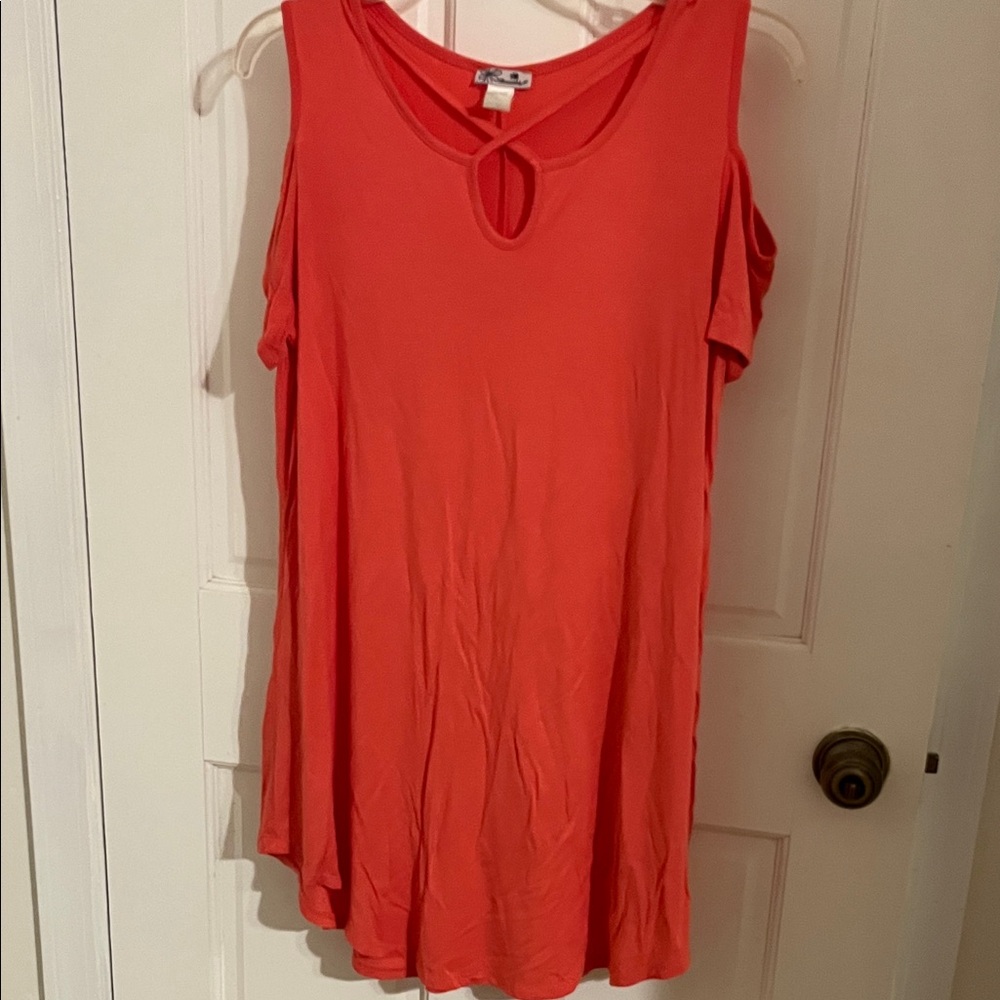 Women's Coral Cold Shoulder Top